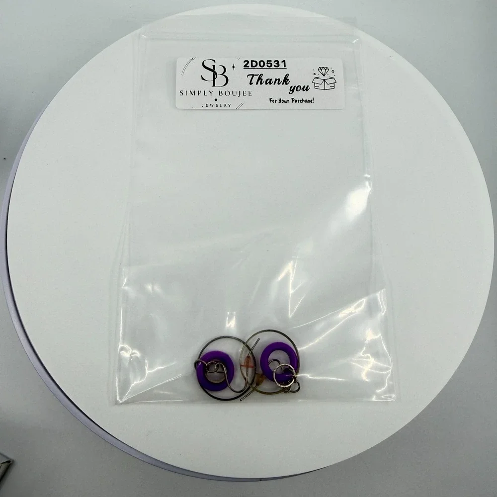 Vibrant Purple Ring Dangle Earrings Statement Geometric Boho Y2K Minimalist Chic